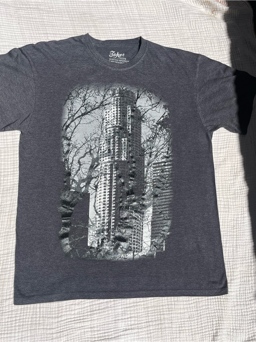 Men’s Charcoal Graphic Tee - Cityscape Print
